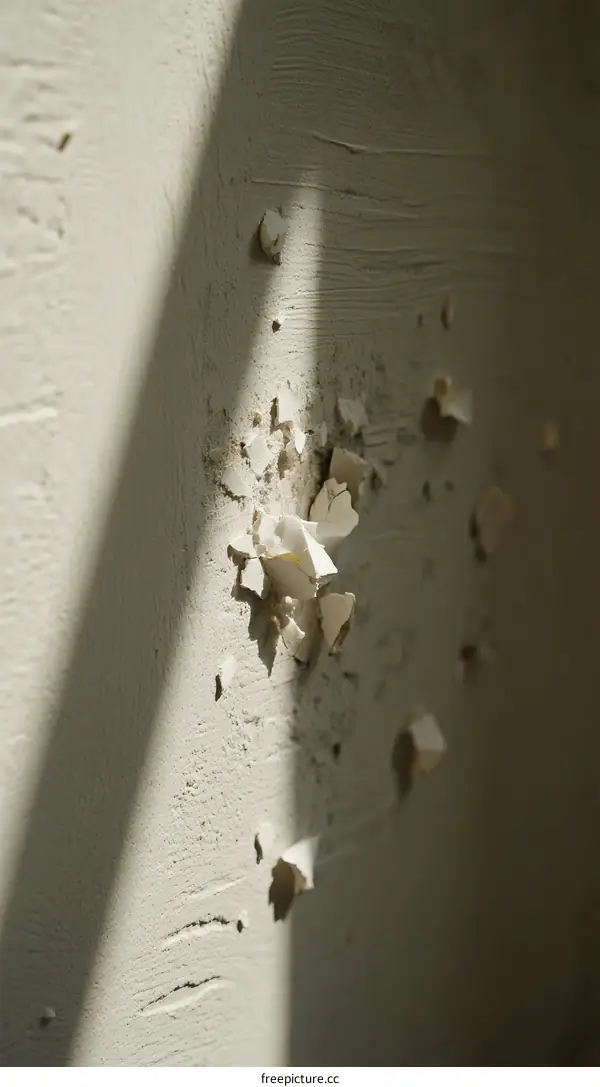 Peeling Paint on Wall Showing Damaged Surface Texture Detail