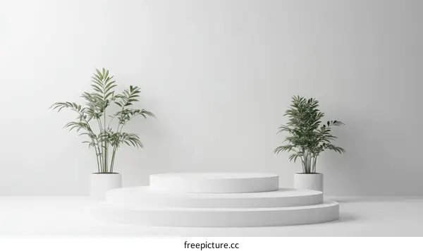 Minimalist White Modern Plant Display Background