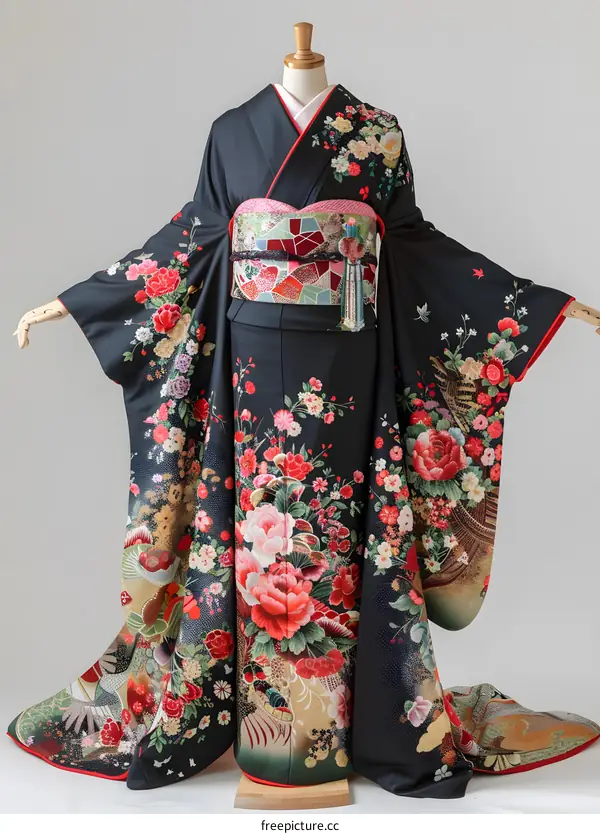 A kimono with a floral pattern