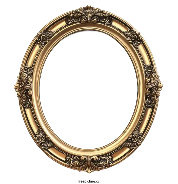 [Transparent Background PNG]Ornate Gold Oval Picture Frame