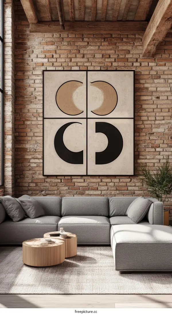 Modern Living Room Interior Design with Abstract Art