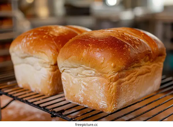 Loaf of bread on a cooling rack