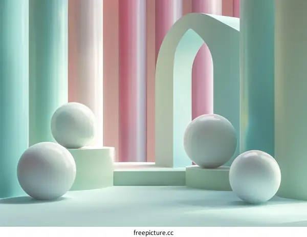 Pastel Geometric Abstract 3D Shapes