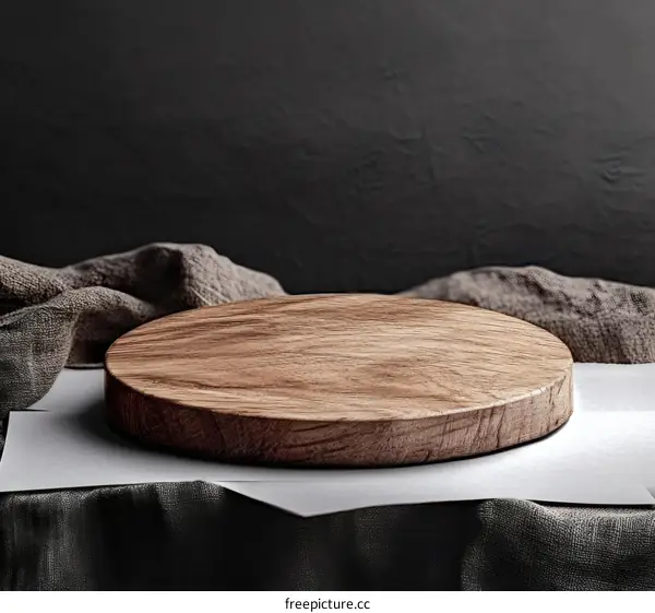 Wooden Cutting Board Display Against Dark Background