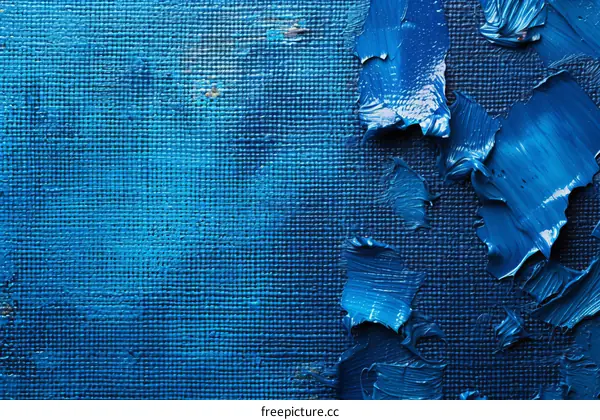 Blue Oil Paint On Canvas Texture