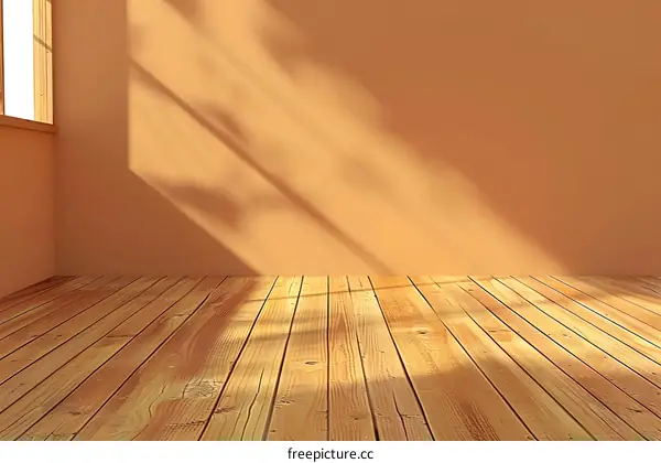 Empty Room Interior With Wooden Floor and Sunlight
