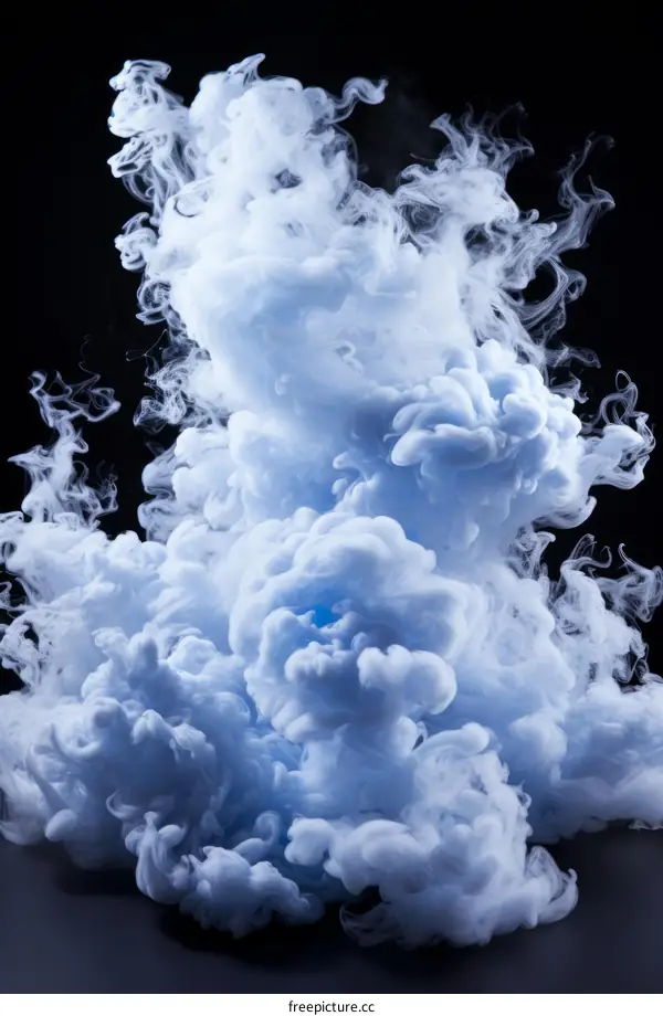 Blue smoke cloud on black background