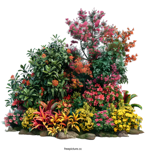 [Transparent Background PNG]Vibrant and colorful tropical plants and flowers