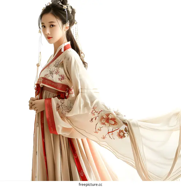 A young woman in a traditional Chinese dress