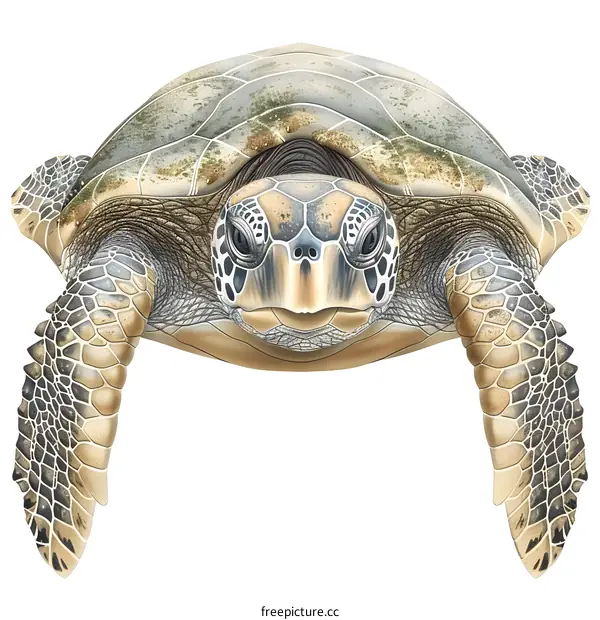 Sea Turtle Illustration on White Background