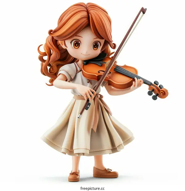 Violin Playing Girl Figurine
