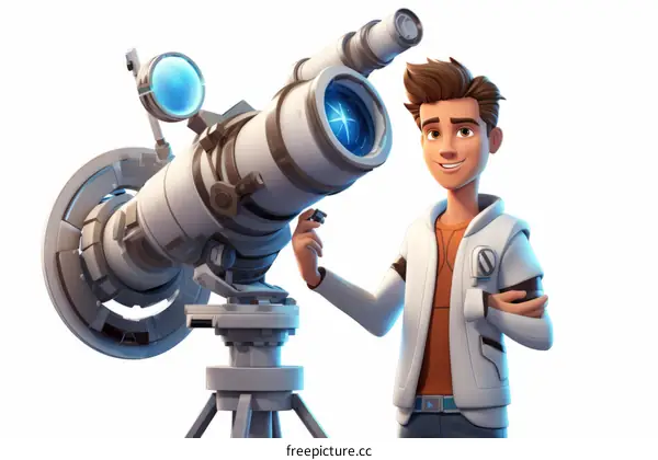 boy and telescope
