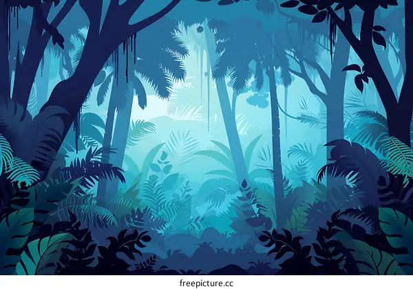 Tropical Rainforest Silhouette Illustration