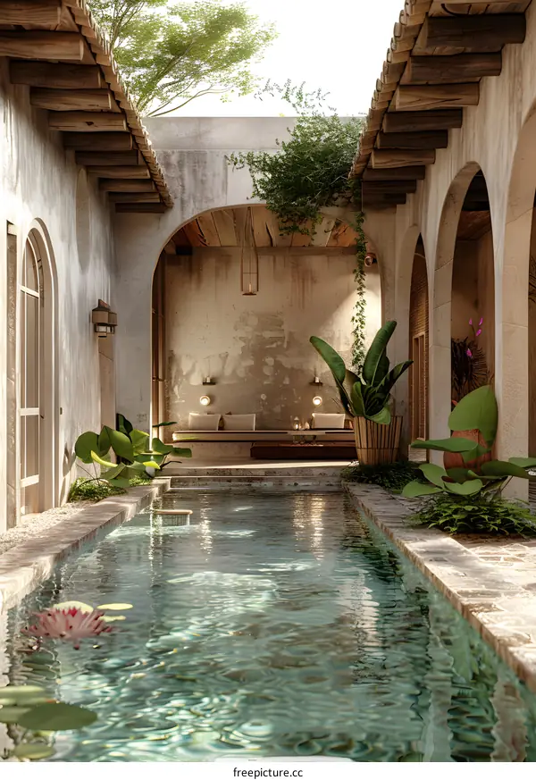 Courtyard with swimming pool