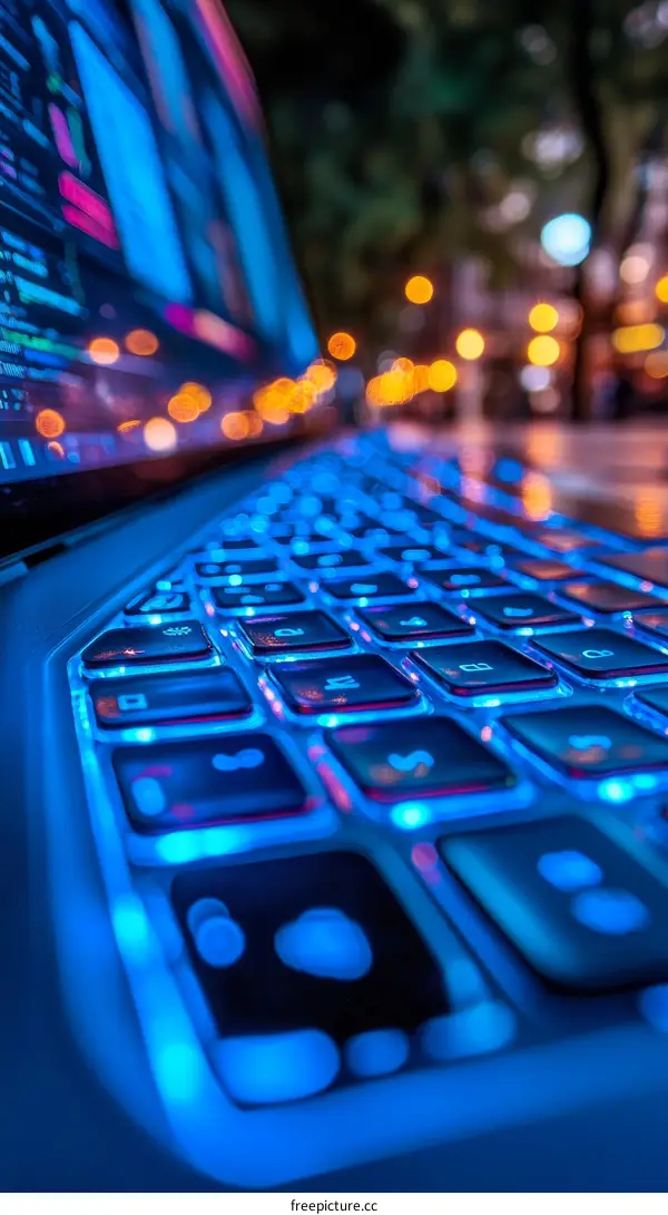 Night City Laptop Keyboard with Illuminated Keys