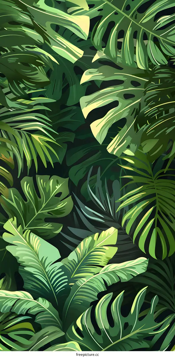 Tropical Green Leaves Illustration