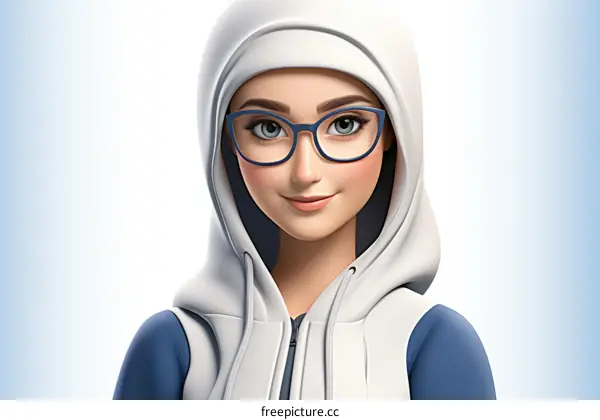 Young Woman with Headscarf and Glasses