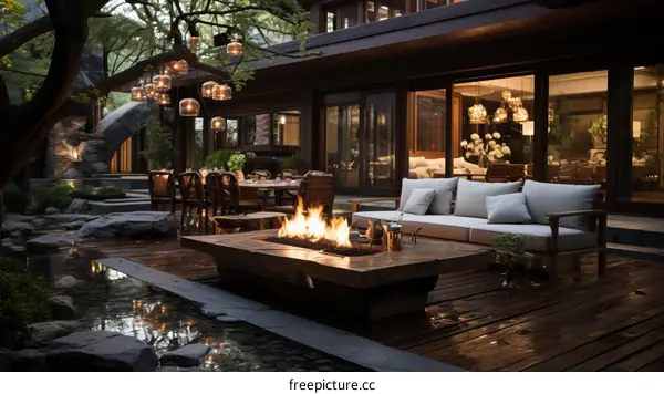 Modern Courtyard with Natural Elements