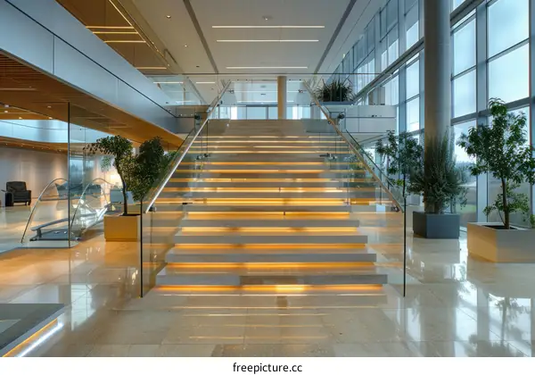 Staircase in a modern office building