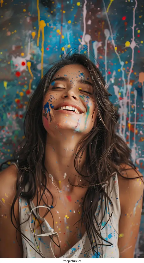 colorful face paint woman smiling