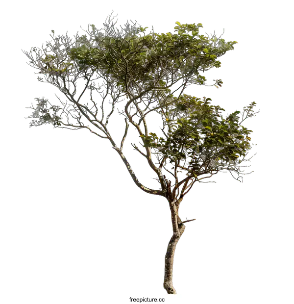 [Transparent Background PNG]Isolated Tree with Green Leaves and Branches Against White Background
