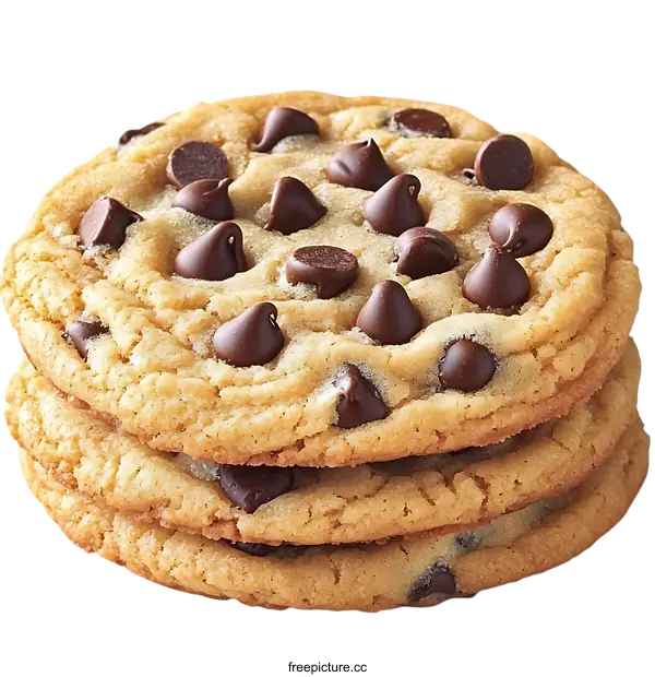 [Transparent Background PNG]Delicious Stacked Chocolate Chip Cookies