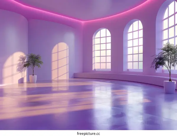 Modern Geometric Interior Design with Wine Purple Color Scheme