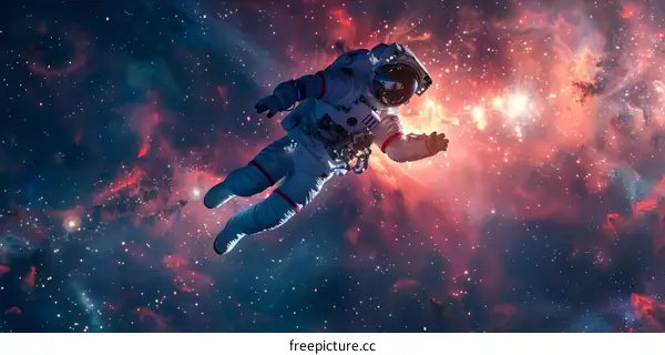 Astronaut Floating in the Vastness of Space