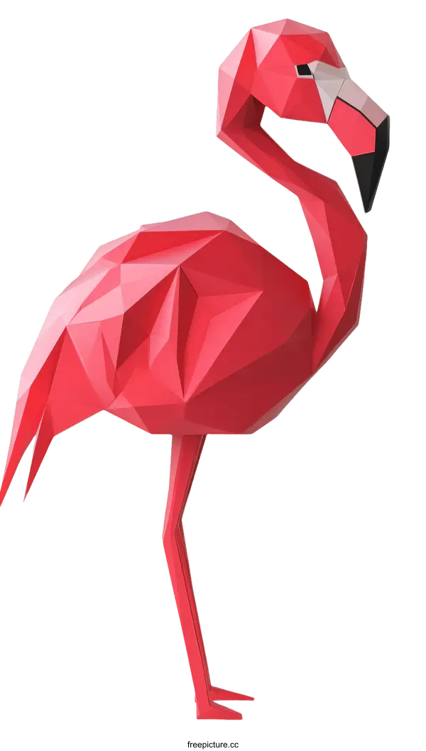 [Transparent Background PNG]Geometric Flamingo Art Deco Style