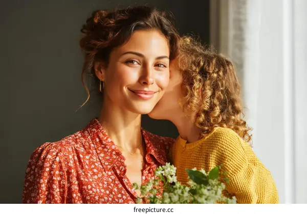 Mother and Daughter Affectionate Moment