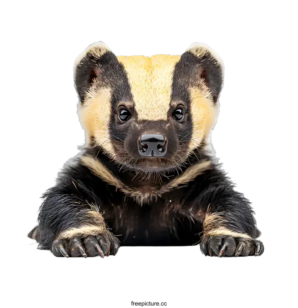 [Transparent Background PNG]Baby Badger Portrait on White Background