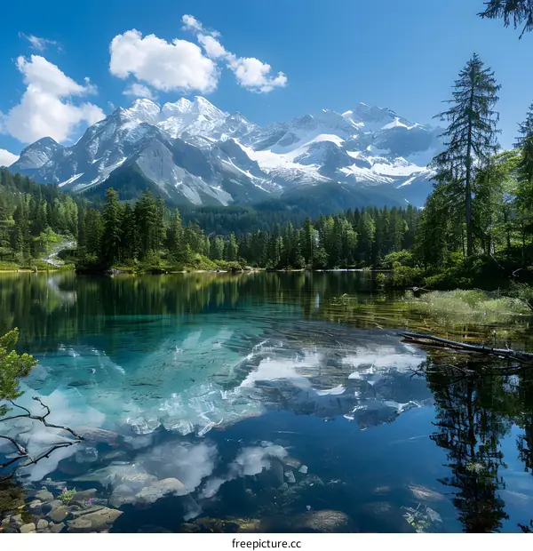 Mountains and crystal clear lake