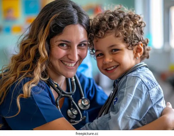 Pediatrician with young patient