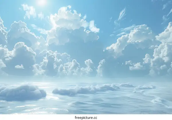 Endless Ocean and Sky Panorama with Clouds on the Horizon