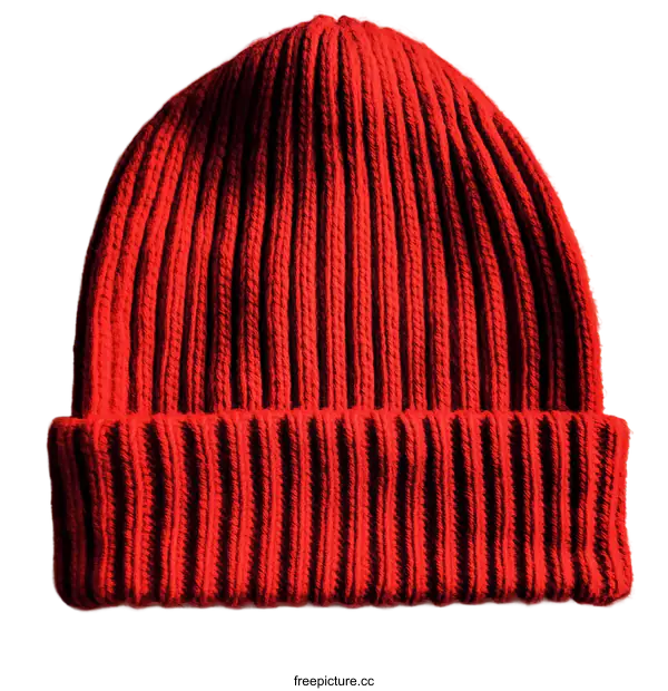 [Transparent Background PNG]Red Knitted Beanie Hat Close Up
