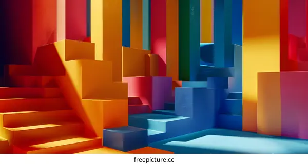 Abstract Colorful 3D Geometric Shapes Background