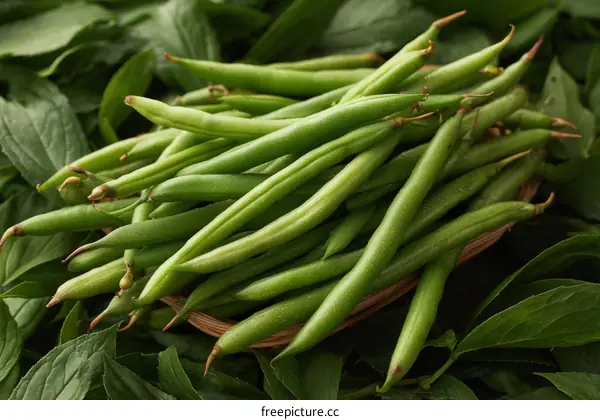 Fresh Green Beans in a Basket