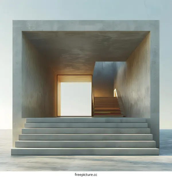 Concrete Stairs and Doorway Minimalist Architecture