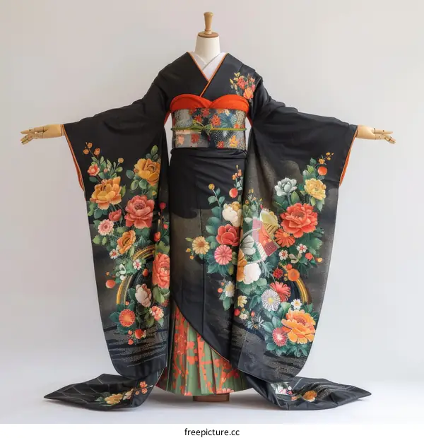 A kimono with a floral pattern