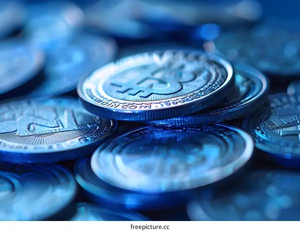 Cryptocurrency Coins Close Up