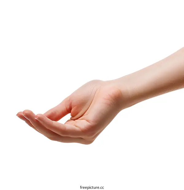 Open Hand Gesture on White Background