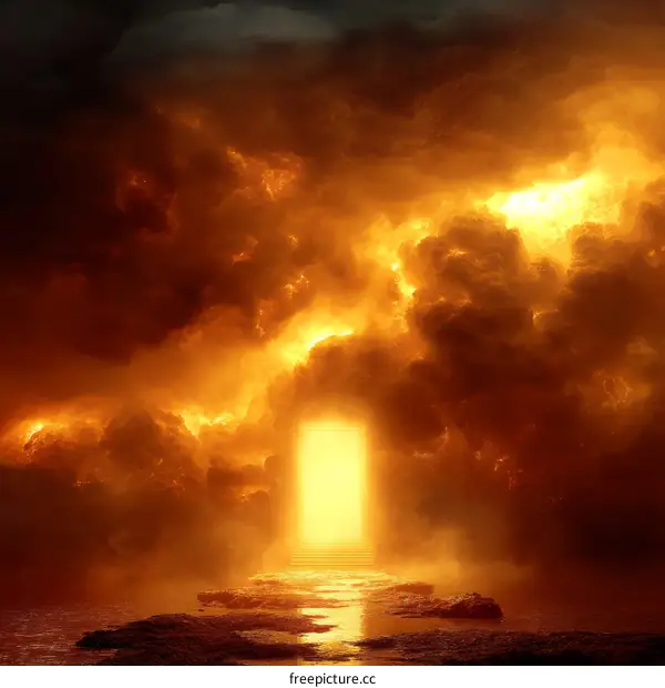 Gate to Heaven Through Fiery Clouds