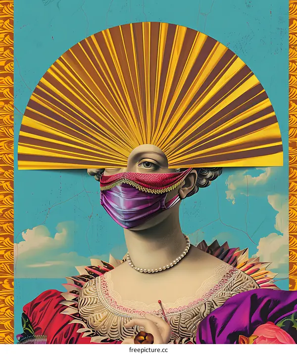 Renaissance Woman with Face Mask and Gold Fan