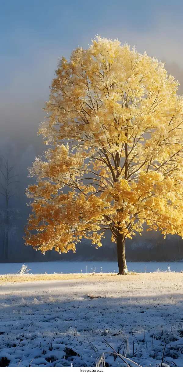 Winter Landscape With a Single Tree