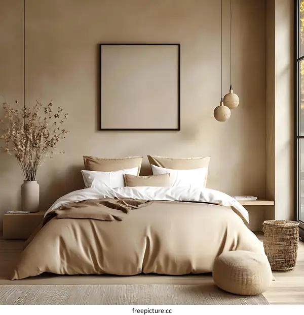 Beige Bedroom Interior Design with Minimalist Decor