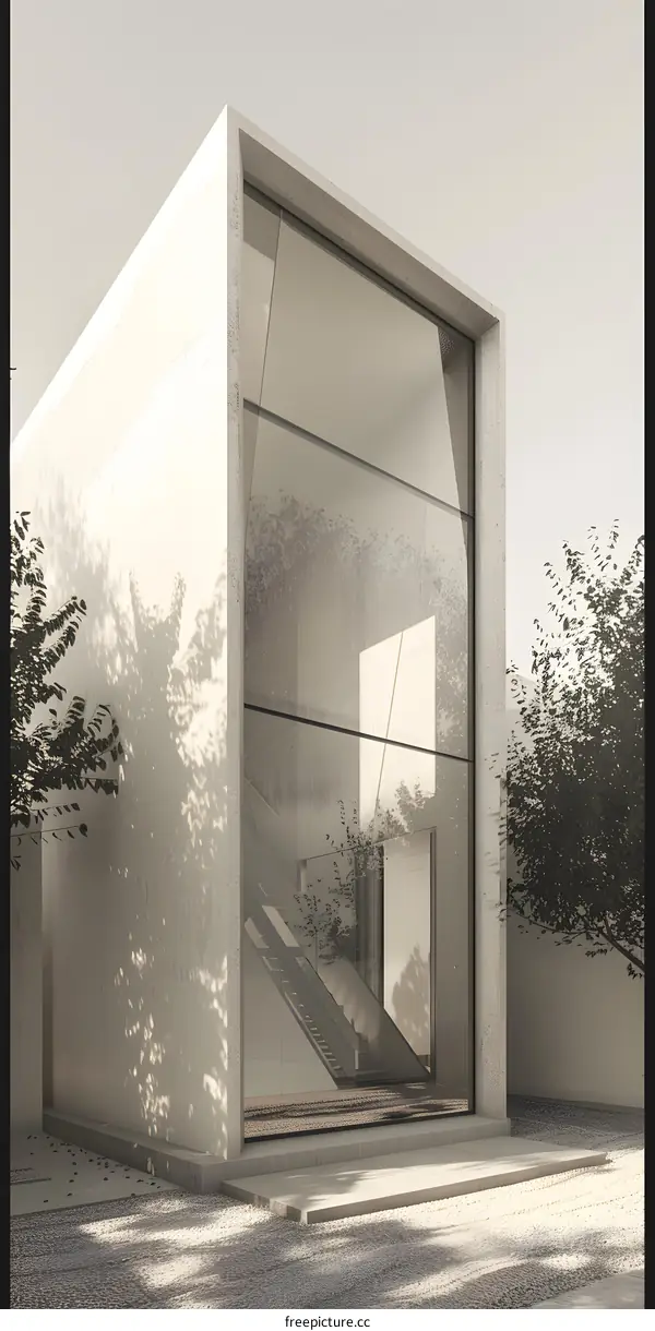 Minimalist Modern House Exterior Design With Large Glass Windows