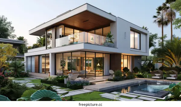 Modern luxury villa with pool and garden