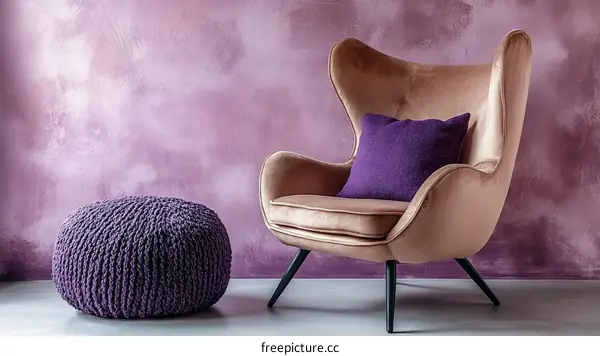 Modern Purple and Rose Gold Living Room Decor