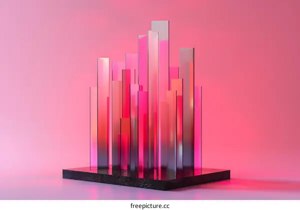 Pink Glass Skyscraper City Illustration