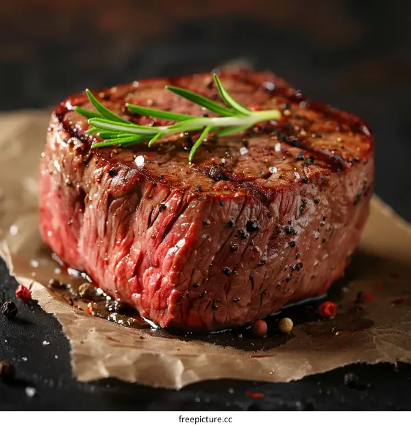 Beef tenderloin steak with rosemary and spices